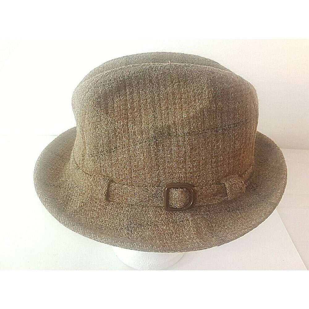 Vintage RICHMAN Large Tweed WoolLike Hat Brown Plaid United Hatters USA